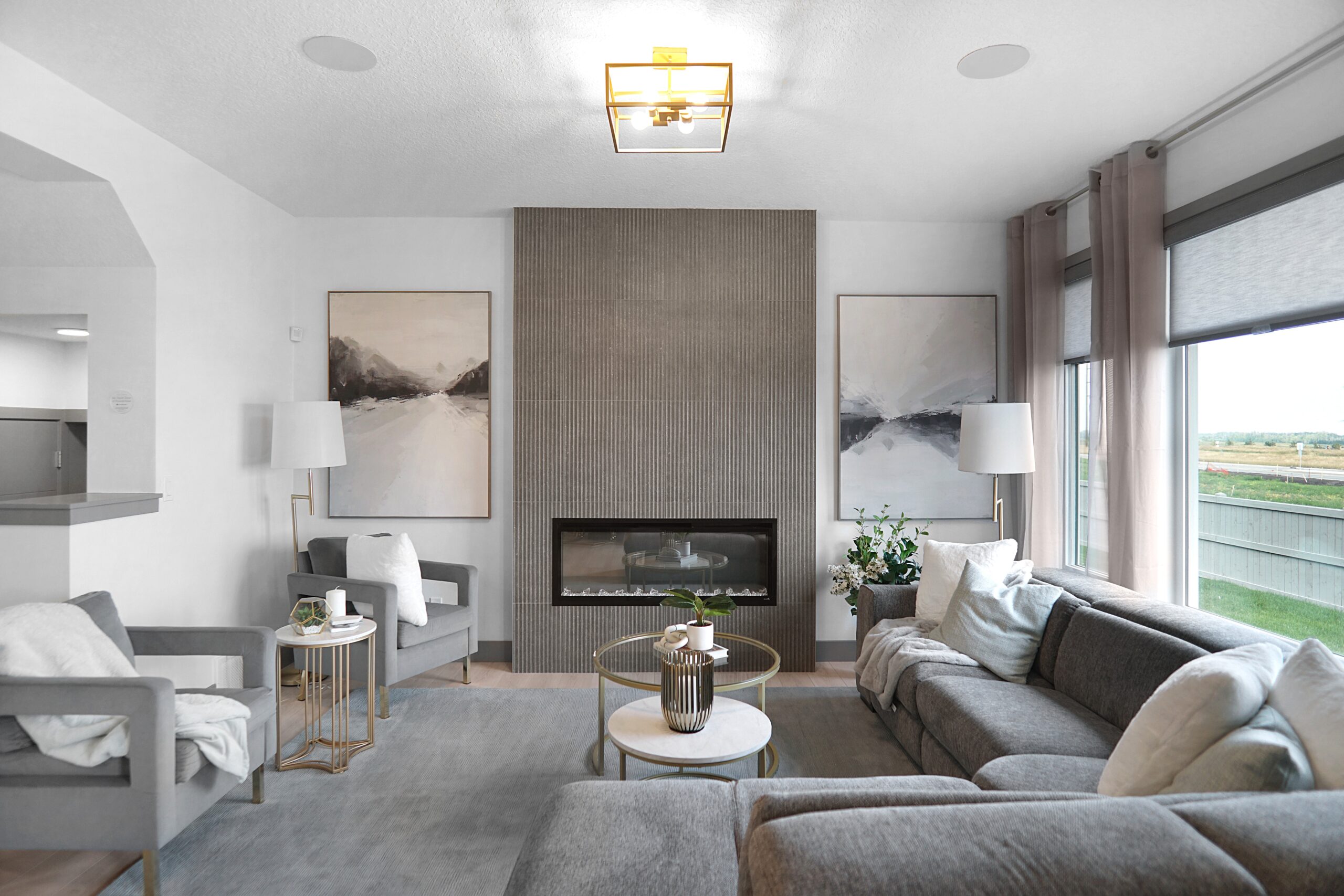 Living area with sofa and window light