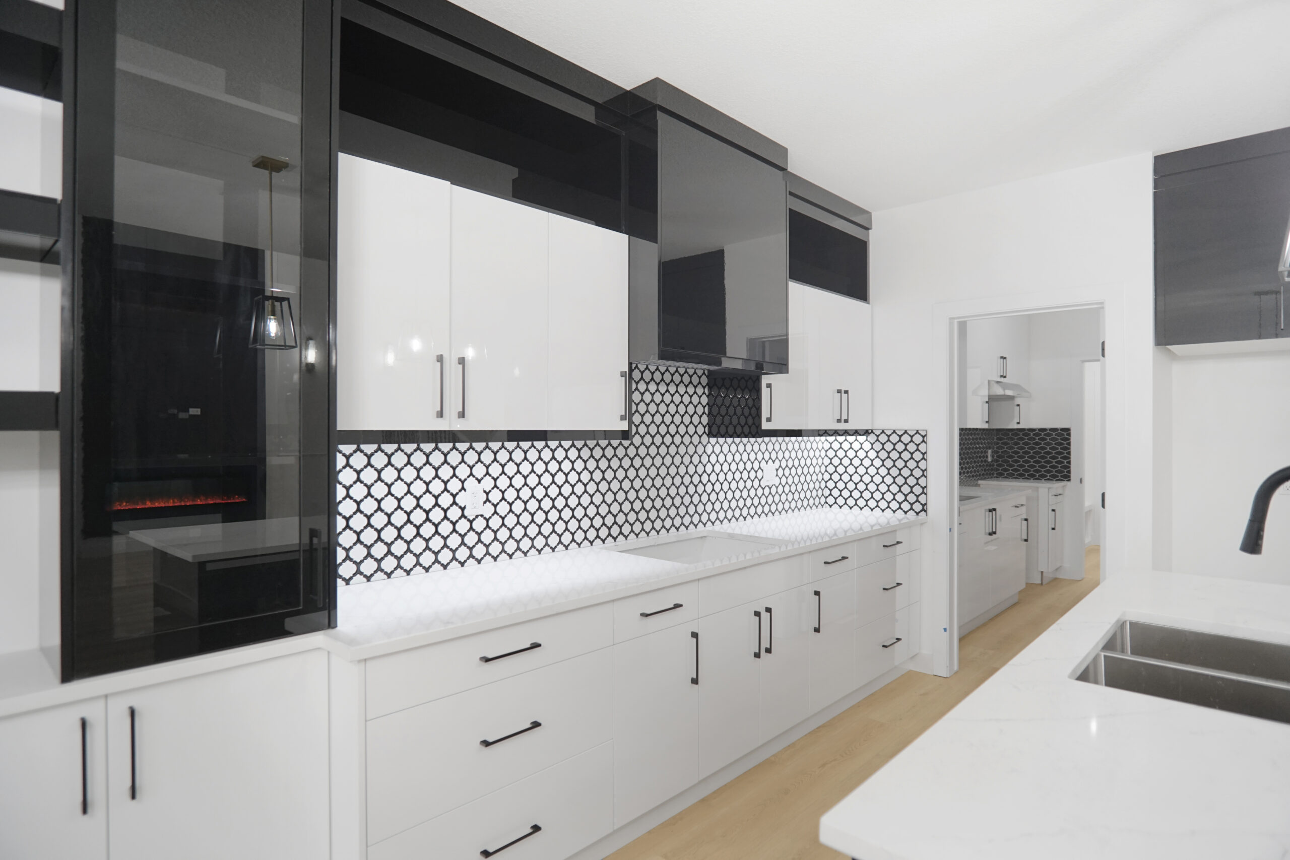 Kitchen workspace with cabinets